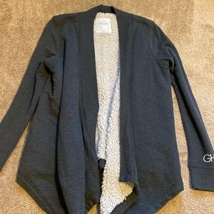 Gilly Hicks Gray Sherpa Lined Asymmetrical Sweater/Cardigan (Size: M/L)